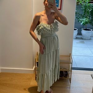 Small Zara green and white striped maxi dress 💚🤍
